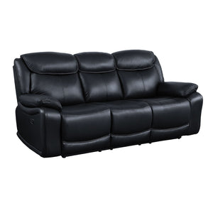 Ralorel Contemporary Motion Sofa Black Top Grain Leather #815A, Cost: $1.1/ft LV00060-ACME