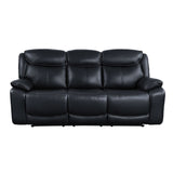 Ralorel Contemporary Motion Sofa Black Top Grain Leather #815A, Cost: $1.1/ft LV00060-ACME