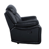 Ralorel Contemporary Motion Sofa Black Top Grain Leather #815A, Cost: $1.1/ft LV00060-ACME