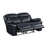 Ralorel Contemporary Motion Loveseat Black Top Grain Leather #815A, Cost: $1.1/ft LV00061-ACME