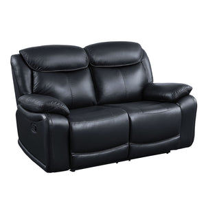 Ralorel Contemporary Motion Loveseat Black Top Grain Leather #815A, Cost: $1.1/ft LV00061-ACME