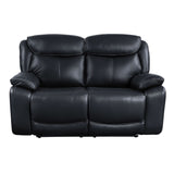 Ralorel Contemporary Motion Loveseat Black Top Grain Leather #815A, Cost: $1.1/ft LV00061-ACME