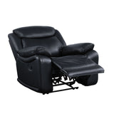 Ralorel Contemporary Recliner Black Top Grain Leather #815A, Cost: $1.1/ft LV00062-ACME