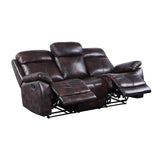 Perfiel Contemporary Motion Sofa  2 Tone Dark Brown Top Grain Leather #L1081, Cost: $1.1/ft LV00066-ACME