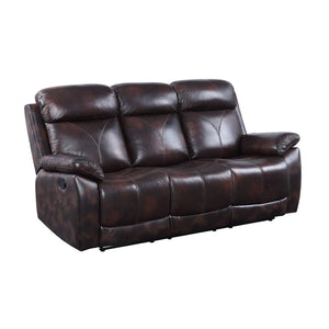 Perfiel Contemporary Motion Sofa  2 Tone Dark Brown Top Grain Leather #L1081, Cost: $1.1/ft LV00066-ACME