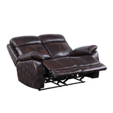 Perfiel Contemporary Motion Loveseat  2 Tone Dark Brown Top Grain Leather #L1081, Cost: $1.1/ft LV00067-ACME