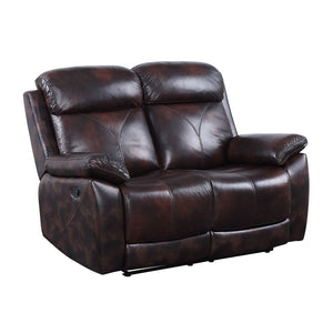 Perfiel Contemporary Motion Loveseat  2 Tone Dark Brown Top Grain Leather #L1081, Cost: $1.1/ft LV00067-ACME