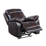 Perfiel Contemporary Recliner  2 Tone Dark Brown Top Grain Leather #L1081, Cost: $1.1/ft LV00068-ACME