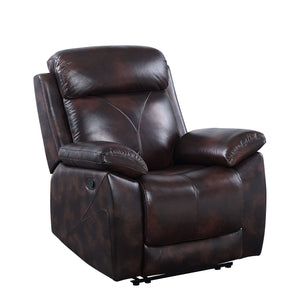 Perfiel Contemporary Recliner  2 Tone Dark Brown Top Grain Leather #L1081, Cost: $1.1/ft LV00068-ACME