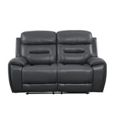 Lamruil Contemporary Motion Loveseat Gray Top Grain Leather #M1021A, Cost: $1.1/ft LV00073-ACME