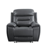 Lamruil Contemporary Recliner Gray Top Grain Leather #M1021A, Cost: $1.1/ft LV00074-ACME
