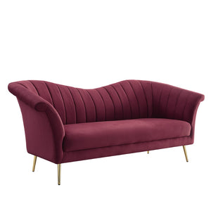 Callista Contemporary Sofa Red Velvet(#SOLAR 59, $ 29 RMB/m) LV00202-ACME