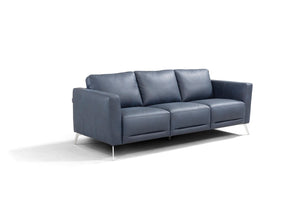 Astonic Contemporary Sofa Blue Leather(#S09S.9030_LEATHER AND SPLIT) LV00212-ACME