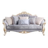 Galelvith Transitional Sofa with 6 Pillows Gray Fabric(#RK073-6) LV00254-ACME