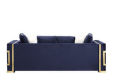 Virrux Contemporary Sofa with 6Pillows Blue Velvet($18 RMB/m), Gold Finish LV00293-ACME