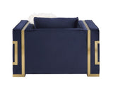 Virrux Contemporary Chair with 2Pillows Blue Velvet($18 RMB/m), Gold Finish LV00295-ACME