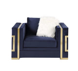 Virrux Contemporary Chair with 2Pillows Blue Velvet($18 RMB/m), Gold Finish LV00295-ACME