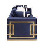 Virrux Contemporary Chair with 2Pillows Blue Velvet($18 RMB/m), Gold Finish LV00295-ACME