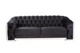 Pyroden Contemporary Sofa Black Velvet($17 RMB/m), Chrome Finish LV00296-ACME