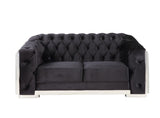 Pyroden Contemporary Loveseat Black Velvet($17 RMB/m), Chrome Finish LV00297-ACME