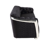 Pyroden Contemporary Loveseat Black Velvet($17 RMB/m), Chrome Finish LV00297-ACME