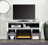 Noralie Glam TV Stand with Fireplace Mirrored & Faux Diamonds LV00311-ACME