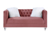 HeiberoII Contemporary Loveseat with 2 pillows Pink Velvet(#108-15, $13 RMB/m), Pillow(#ZM-1) LV00328-ACME