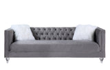 HeiberoII Contemporary Sofa with 2 Pillows Gray Velvet(#MJ11-112, $13 RMB/m), Pillow(#ZM-1) LV00330-ACME