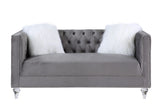 HeiberoII Contemporary Loveseat with 2 pillows Gray Velvet(#MJ11-112, $13 RMB/m), Pillow(#ZM-1) LV00331-ACME