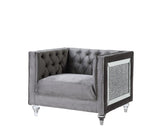 HeiberoII Contemporary Chair Gray Velvet(#MJ11-112, $13 RMB/m), Pillow(#ZM-1) LV00332-ACME