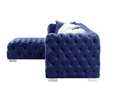 Syxtyx Contemporary Sectional Sofa with 4 Pillows Blue Velvet(#MJ11-110, $13 RMB/m), Pillow(#ZM-1) LV00333-ACME