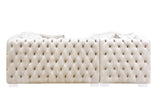 Syxtyx Contemporary Sectional Sofa with 4 Pillows Beige Velvet(#MJ11-56, $13 RMB/m), Pillow(#ZM-1) LV00334-ACME