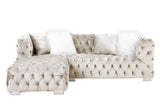 Syxtyx Contemporary Sectional Sofa with 4 Pillows Beige Velvet(#MJ11-56, $13 RMB/m), Pillow(#ZM-1) LV00334-ACME
