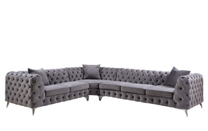 Wugtyx Contemporary Sectional Sofa with 3 Pillows Dark Gray Velvet(#MJ11-71, $13 RMB/m) LV00335-ACME