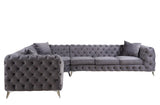 Wugtyx Contemporary Sectional Sofa with 3 Pillows Dark Gray Velvet(#MJ11-71, $13 RMB/m) LV00335-ACME