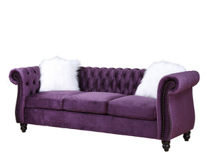 Thotton Transitional Sofa with 2 Pillows Purple Velvet(#Great-88, $13 RMB/m), Pillow(#ZM-1) LV00340-ACME