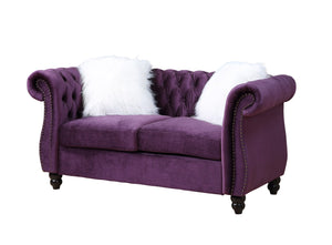 Thotton Transitional Loveseat with 2 Pillows Purple Velvet(#Great-88, $13 RMB/m), Pillow(#ZM-1) LV00341-ACME