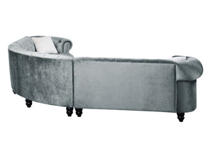 Qulan Transitional Sectional Sofa with 2 Pillows Light Blue Velvet(#MJ33-2, $13 RMB/m) LV00344-ACME