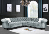 Qulan Transitional Sectional Sofa with 2 Pillows Light Blue Velvet(#MJ33-2, $13 RMB/m) LV00344-ACME