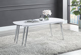 Patina Contemporary Coffee Table White & Chrome Finish LV00363-ACME