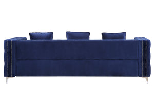 Bovasis Contemporary Sofa with 5 Pillows Blue Velvet(#MJ11-110, $13 RMB/m) LV00366-ACME