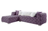 Qokmis Contemporary Sectional Sofa with 6 Pillows Purple Velvet(#MJ11-33, $13 RMB/m), Pillow: #L1898-1(Pattern)/#MJ11-56(Beige)/#L0118-1 LV00389-ACME