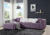 Qokmis Contemporary Sectional Sofa with 6 Pillows Purple Velvet(#MJ11-33, $13 RMB/m), Pillow: #L1898-1(Pattern)/#MJ11-56(Beige)/#L0118-1 LV00389-ACME