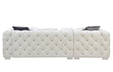 Qokmis Contemporary Sectional Sofa with 6 Pillows Beige Velvet(#MJ11-56, $13 RMB/m), Pillow: #MJ11-68(Gray)/#MJ11-56(Beige)/#ZM-1(White Fur) LV00391-ACME