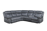 Dollum Contemporary Sectional Sofa 2-Tone Gray Velvet(#FB-367, $2.5 USD/per meter), Black Pipping(#JS2500D-011) LV00398-ACME