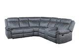 Dollum Contemporary Sectional Sofa 2-Tone Gray Velvet(#FB-367, $2.5 USD/per meter), Black Pipping(#JS2500D-011) LV00398-ACME