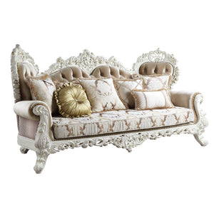 Vanaheim Transitional Sofa with 7 Pillows Antique White Finish LV00803-ACME