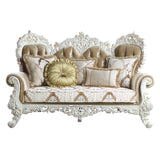 Vanaheim Transitional Loveseat with 5 Pillows Antique White Finish LV00804-ACME