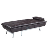 Padilla Contemporary Chaise Lounge with Pillow & USB Port Brown Fabric(#, Cost: $23RMB/meter) LV00825-ACME