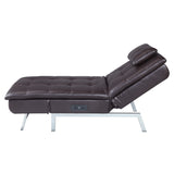 Padilla Contemporary Chaise Lounge with Pillow & USB Port Brown Fabric(#, Cost: $23RMB/meter) LV00825-ACME